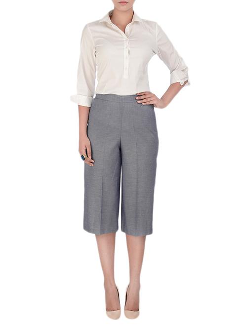 solid office wear capri - 10670657 - Very Small Image - 1