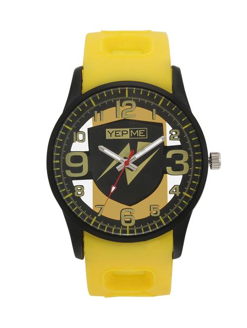 yepme men's transparent analog watch - black/yellow - 10672273 - Very Small Image - 1