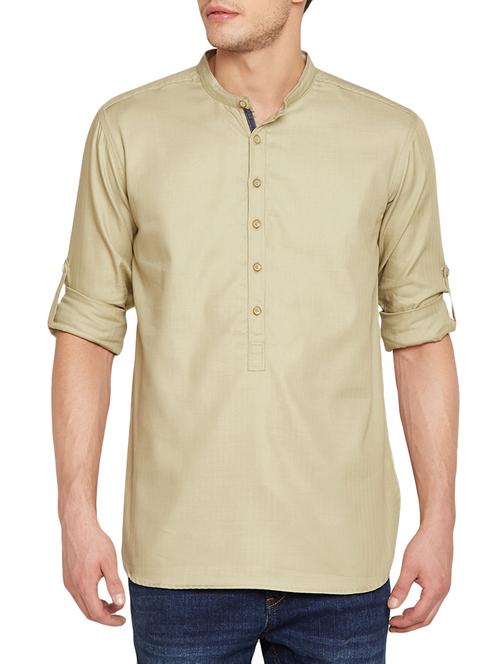 green cotton short kurta - 10674665 - Very Small Image - 1