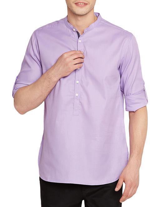 purple linen short kurta - 10674675 - Very Small Image - 1