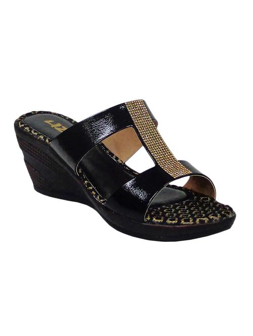 black leatherette slip on wedge - 10680822 - Very Small Image - 1