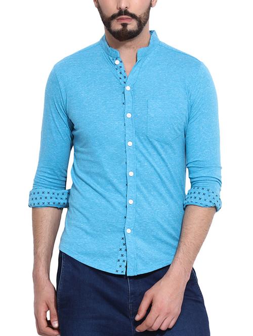 light blue cotton casual shirt - 10680946 - Very Small Image - 1