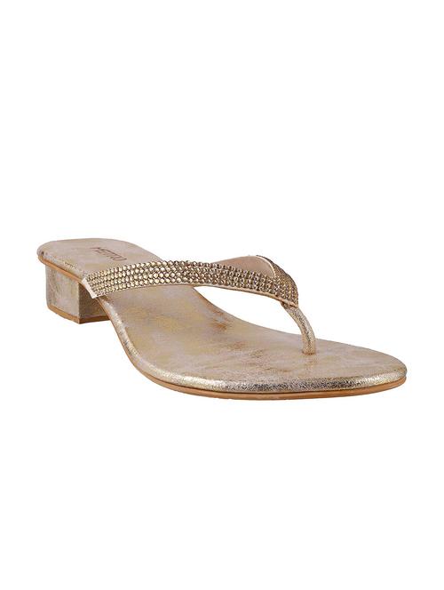 gold leatherette toe separator sandal - 10683685 - Very Small Image - 1