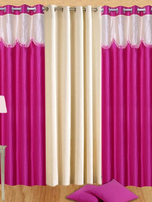 handloom hub 4u with plain door curtains(set of 3) - 10686203 - Very Small Image - 1