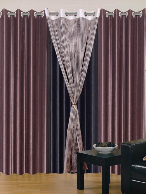 handloom hub solid with tissue design window curtains(set of 4) - 10686311 - Very Small Image - 1