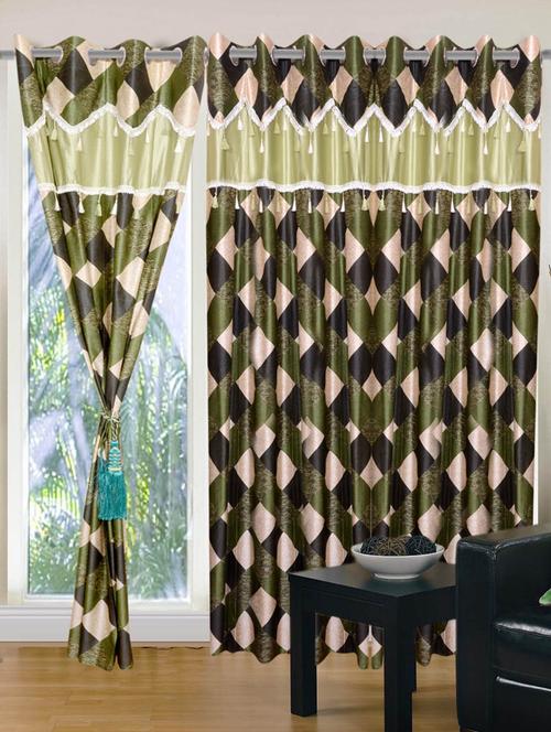 handloom hub check design door curtains(set of 3) - 10686436 - Very Small Image - 1