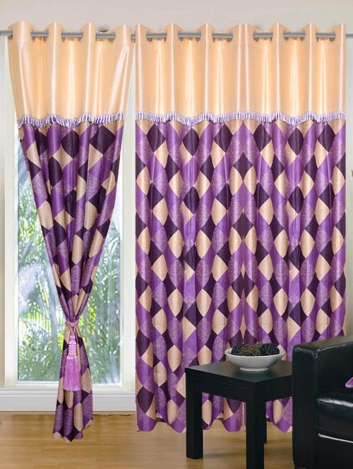 handloom hub check design door curtains(set of 3) - 10686443 - Very Small Image - 1