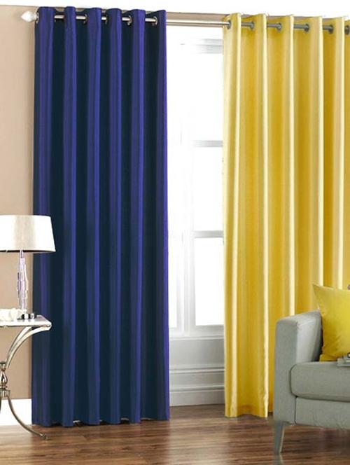 handloom hub solid design window curtains(set of 2) - 10686607 - Very Small Image - 1