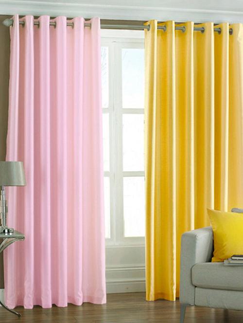 handloom hub solid design long door curtains(set of 2) - 10686624 - Very Small Image - 1