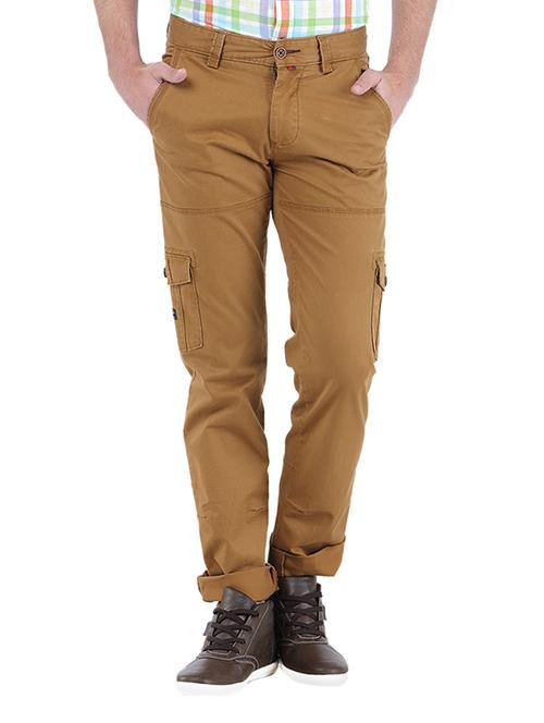 brown cotton casual trousers - 10689453 - Very Small Image - 1