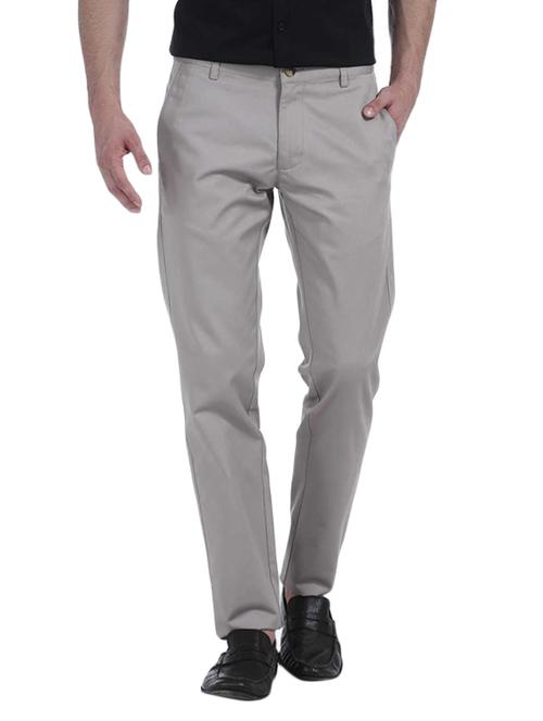 light grey cotton blend casual trousers - 10690246 - Very Small Image - 1