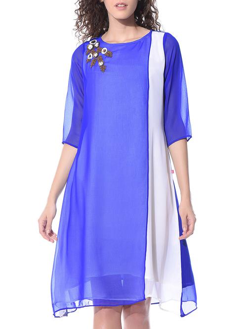 dark blue georgette dress - 10694109 - Very Small Image - 1