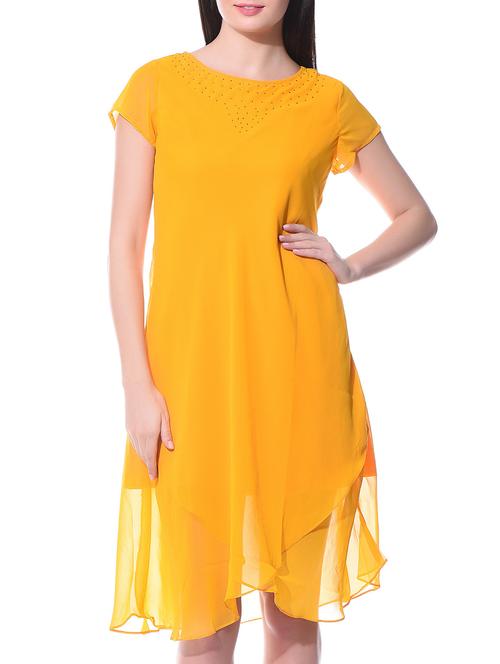 yellow georgette dress - 10694127 - Very Small Image - 1