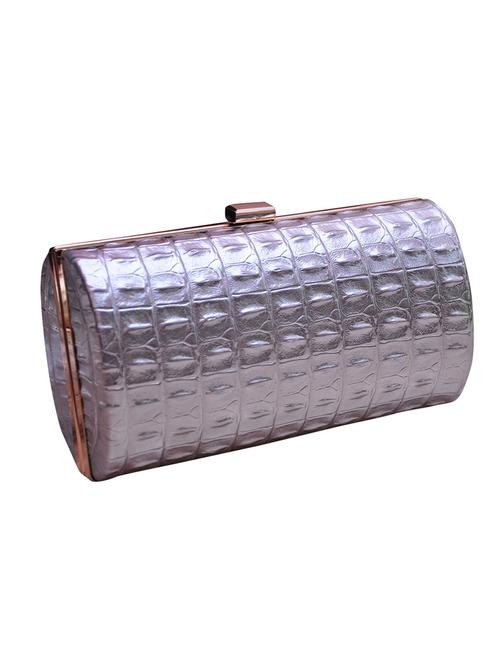 silver leatherette clutch - 10696412 - Very Small Image - 1
