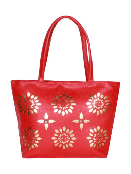 red leatherette cutwork handbag - 10697946 - Very Small Image - 1