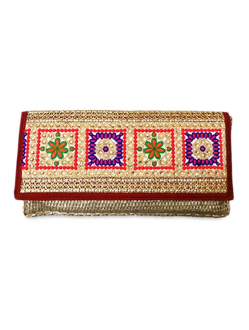 jute clutch with traditional embroidered flap - 1069811 - Very Small Image - 1