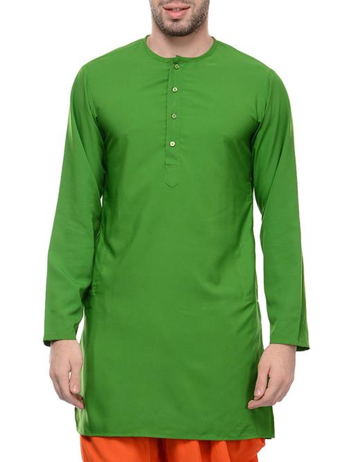 green crepe solid kurta - 10700017 - Very Small Image - 1