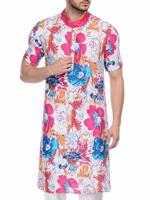 multi colored polyester long kurta - 10700056 - Very Small Image - 1