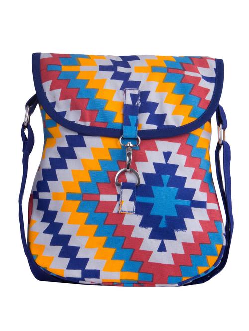 multi colored canvas printed sling bag - 10701182 - Very Small Image - 1