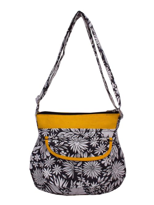 black canvas floral printed sling bag - 10701190 - Very Small Image - 1