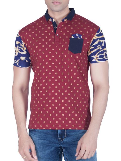 maroon cotton tshirt - 10702930 - Very Small Image - 1