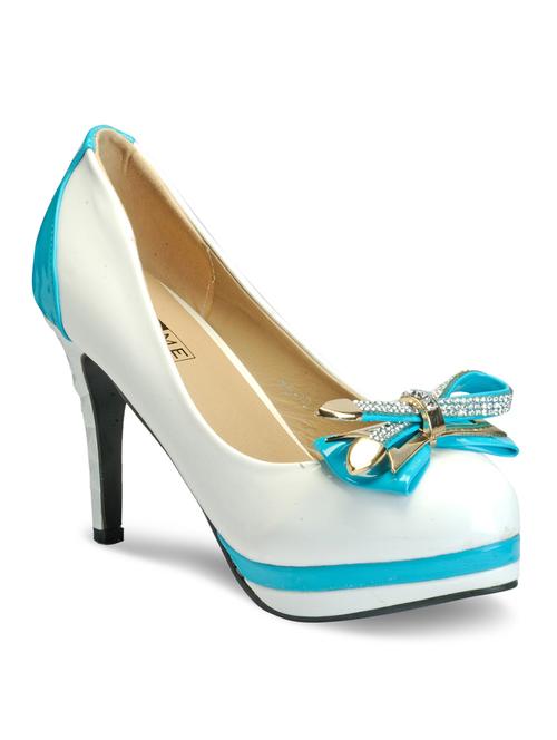 white leatherette stiletto heel pumps - 10706165 - Very Small Image - 1