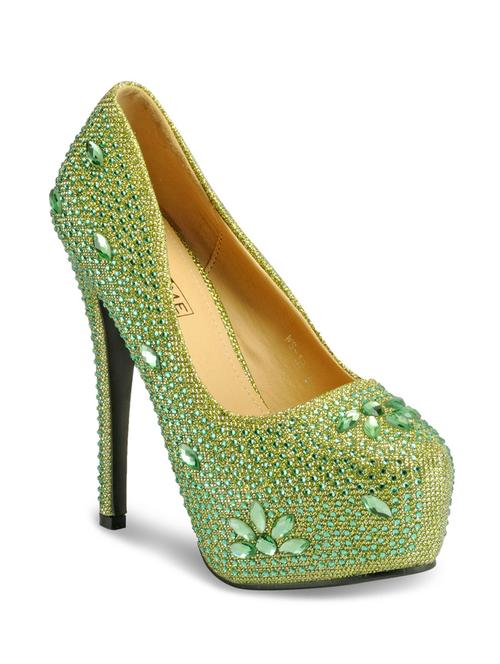 green leatherette stiletto heel pumps - 10706171 - Very Small Image - 1