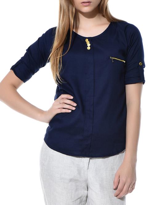 navy blue zipped top - 10706538 - Very Small Image - 1