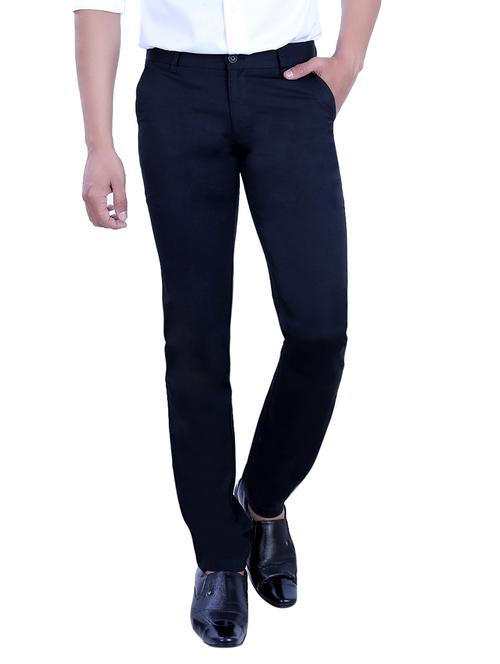 black cotton casual trousers - 10707645 - Very Small Image - 1