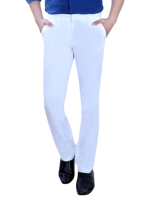 white cotton casual trousers - 10707657 - Very Small Image - 1