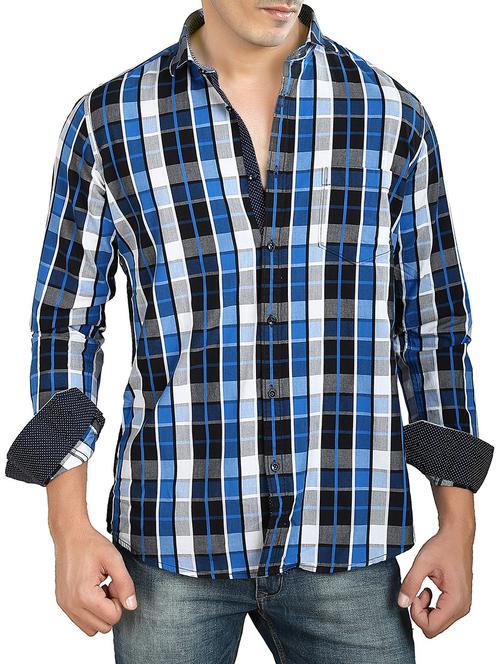 blue cotton casual shirt - 10708095 - Very Small Image - 1