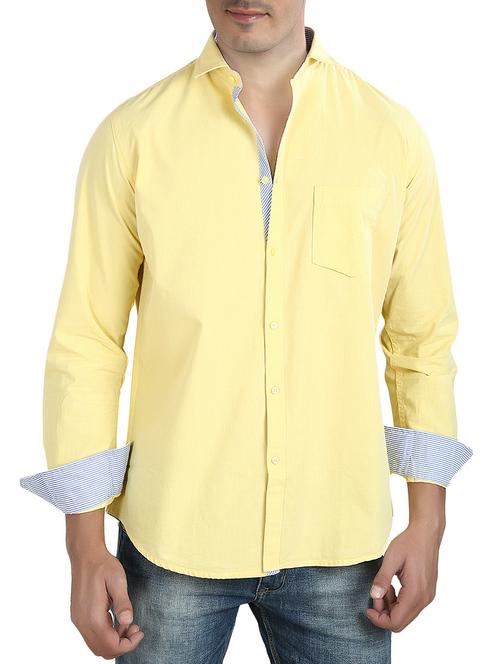yellow cotton casual shirt - 10708100 - Very Small Image - 1