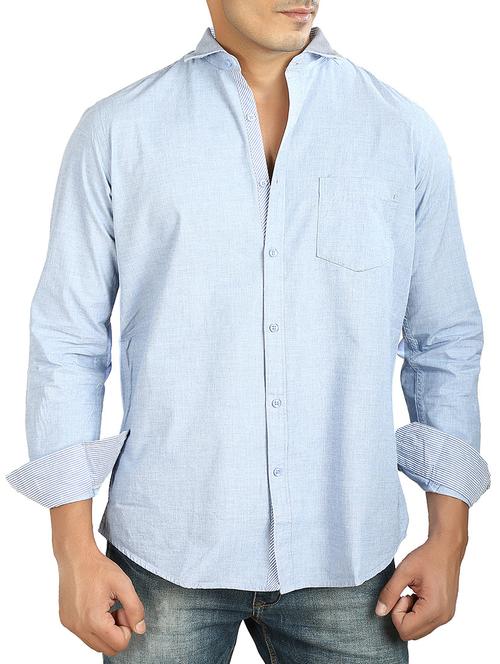 light blue cotton casual shirt - 10708102 - Very Small Image - 1