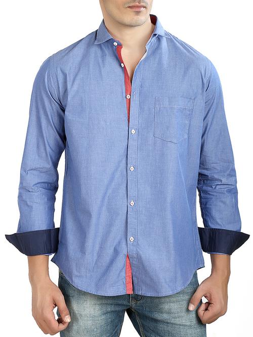 light blue cotton casual shirt - 10708105 - Very Small Image - 1