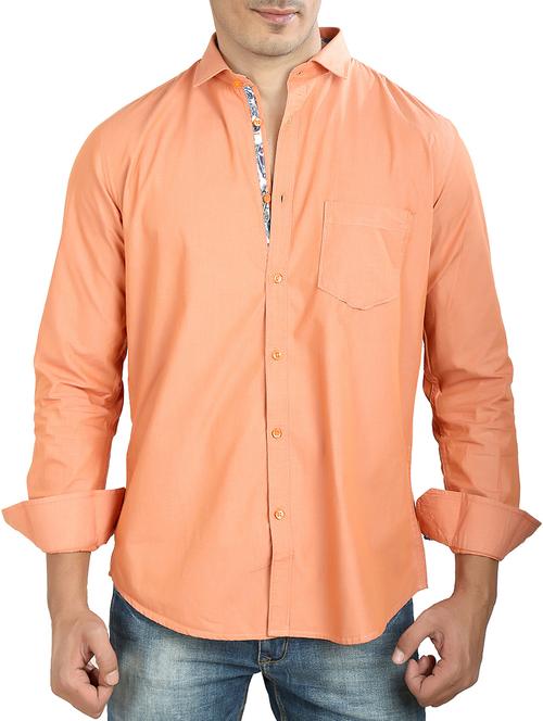 orange cotton casual shirt - 10708107 - Very Small Image - 1