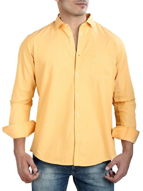yellow cotton casual shirt - 10708109 - Very Small Image - 1