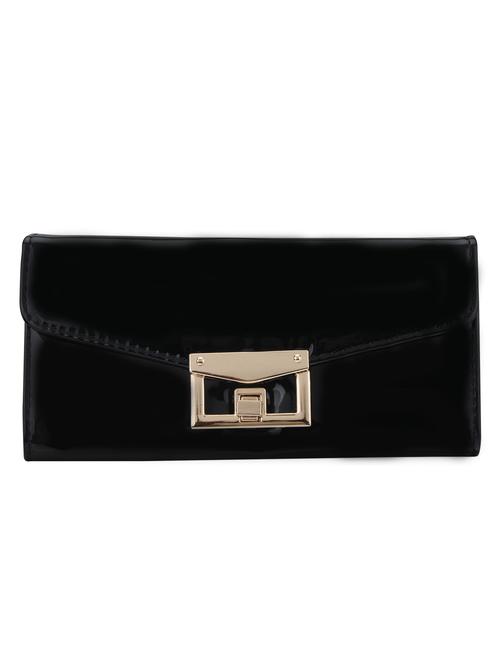 shiny black leatherette clutch - 10709138 - Very Small Image - 1