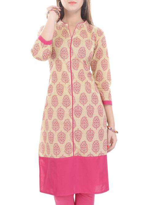 pink cotton kurta - 10710752 - Very Small Image - 1