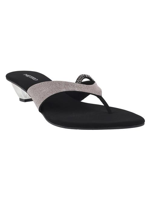 black leatherette toe separator sandal - 10711938 - Very Small Image - 1