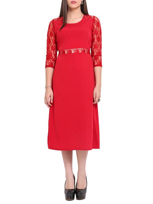 red poly crepe dress - 10717616 - Very Small Image - 1