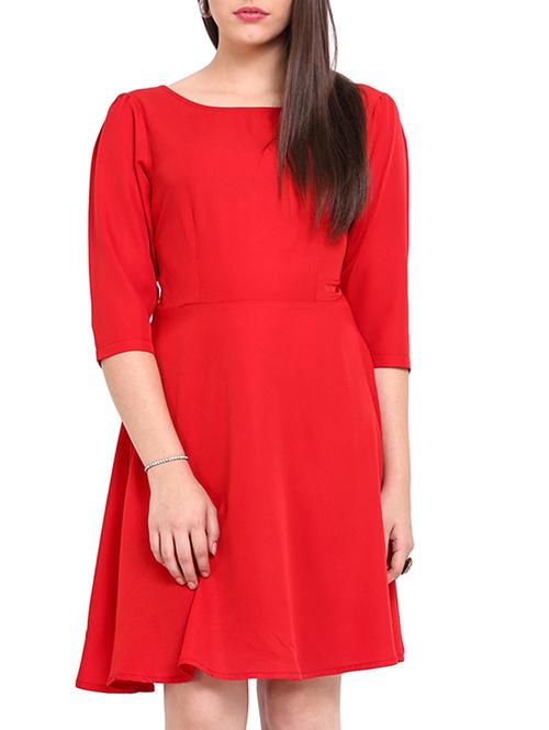 red poly crepe dress - 10717622 - Very Small Image - 1