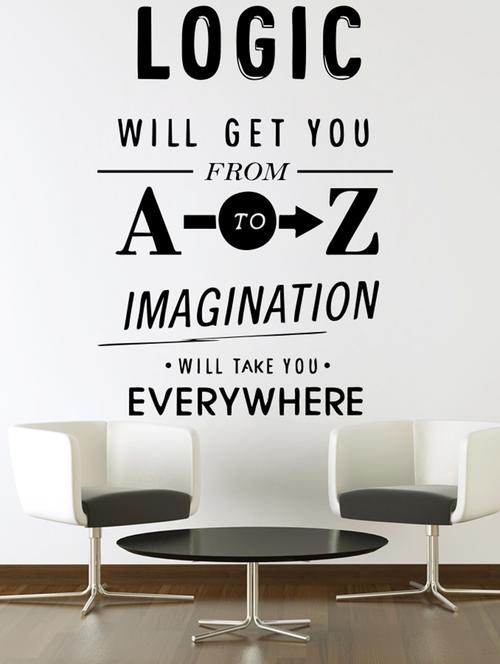 logic and imagination quote small black wall sticker - 10719333 - Very Small Image - 1