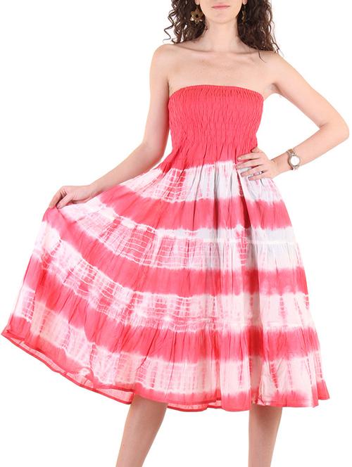 pink cotton fit & flared dress - 10720024 - Very Small Image - 1