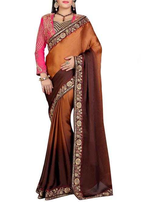coffee georgette saree - 10720681 - Very Small Image - 1