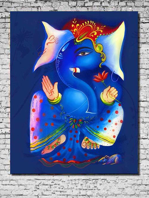 canvas painting without frame - blue ganpati - 10729788 - Very Small Image - 1