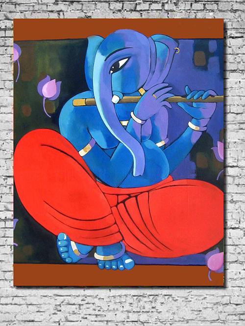 canvas painting without frame - sitting ganpati - 10729790 - Very Small Image - 1