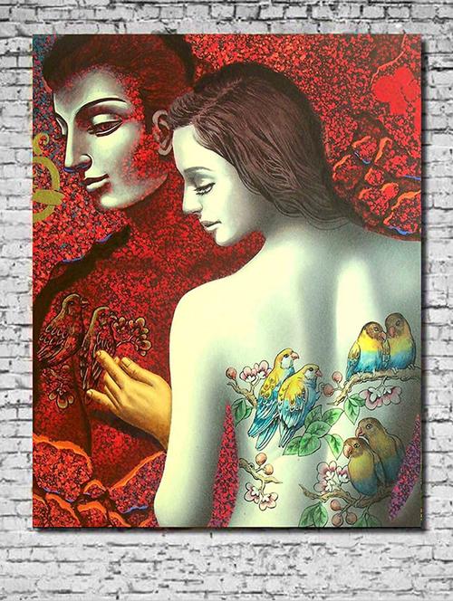 canvas painting without frame - printed couple - 10729824 - Very Small Image - 1