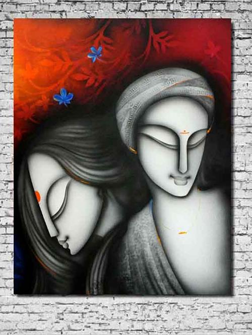 canvas painting without frame - krishan radha - 10729848 - Very Small Image - 1