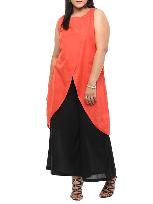 peach cotton kurta - 10733988 - Very Small Image - 1