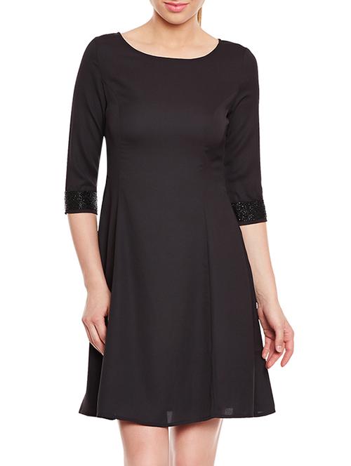 solid black fit & flare dress - 10734097 - Very Small Image - 1